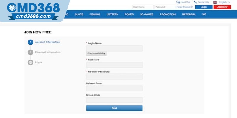Điều kiện cần để đăng nhập CMD368